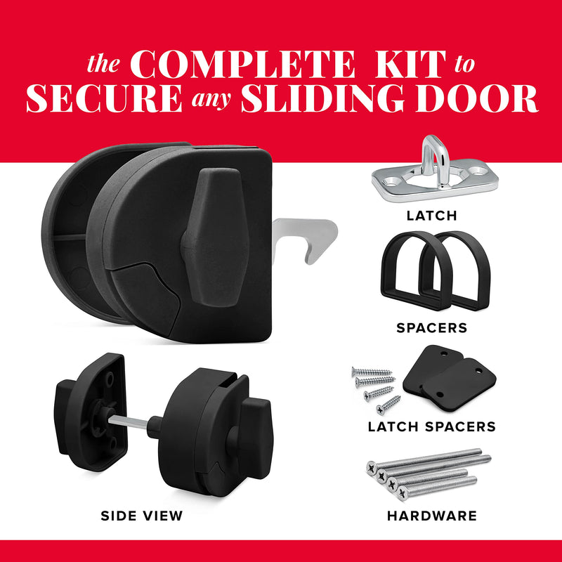 Sliding Door Latch- Pool Safety Latch Two Way Opening Sliding Door Latch (Black) Black