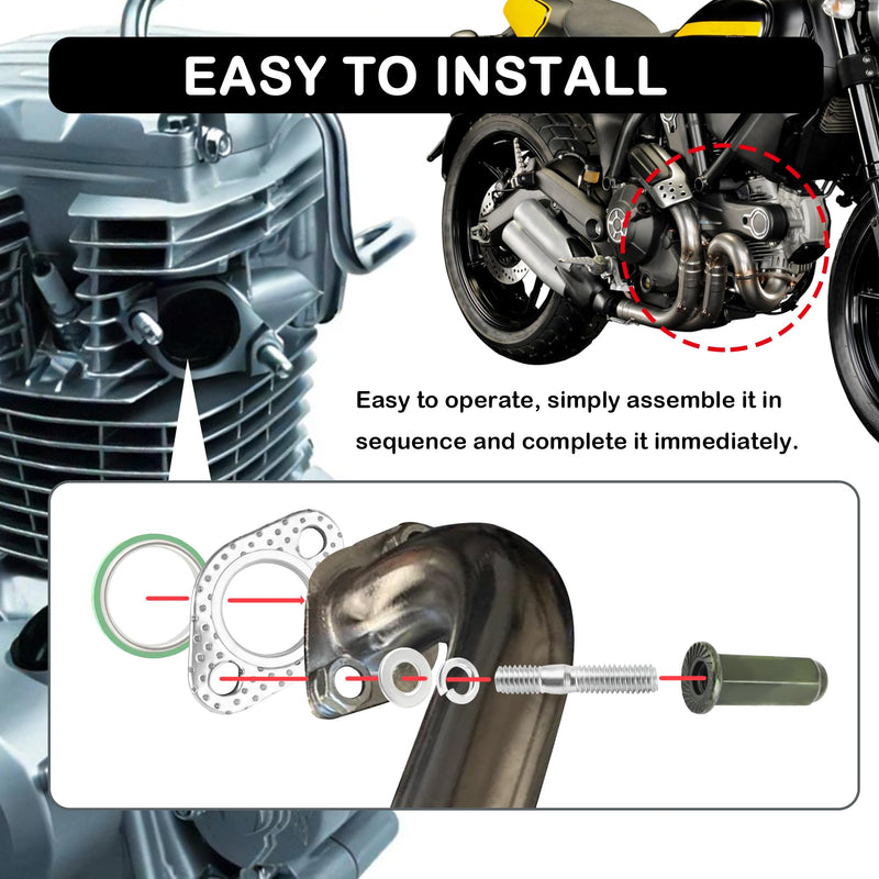 GY6 150cc Exhaust Gasket Kit with Bolt Nuts,Fit GMB139 Engine Moped Exhaust ATV Go Kart Scooter Exhaust with 50cc 70cc 90cc 110cc 150cc,Car Accessories Exhaust Flange Gasket