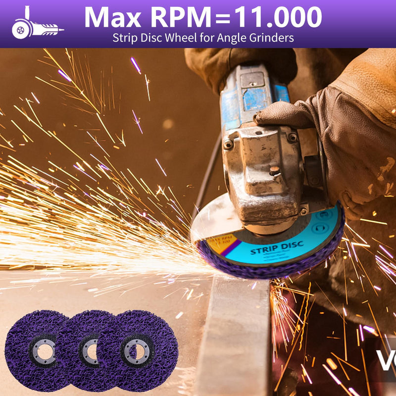 10 Pack Strip Discs Stripping Wheel for Angle Grinder, 4-1/2" x 7/8" Rust Remover Discs, Clean and Remove Paint Coating Rust Welds Oxidation(Purple) 10 4-1/2'' x 7/8''-Purple