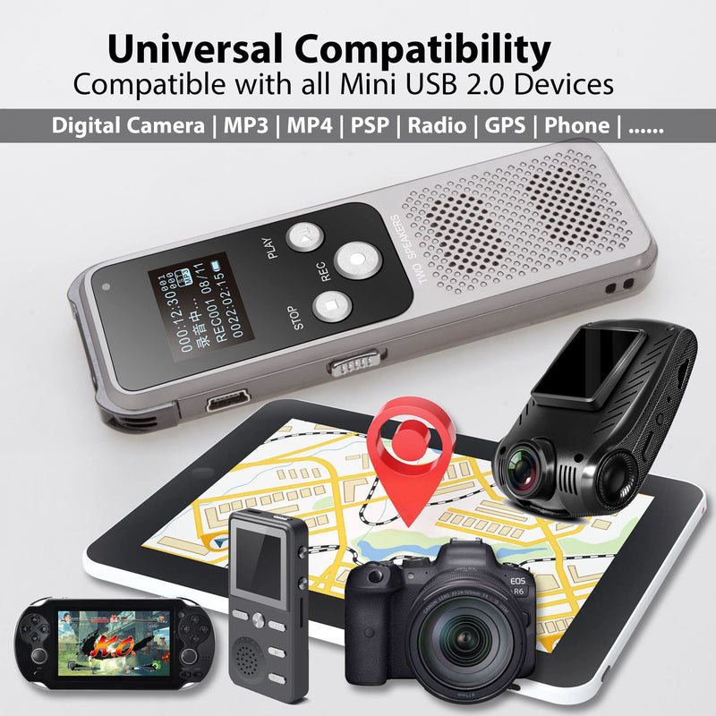 USB C to Mini USB Adapter, Type C Female to Mini USB 2.0 Male Convert Connector Support Charge & Data Sync Compatible GoPro Hero 3+, MP3 Players, Dash Cam, Digital Camera, Receiver etc(2-Pack) Black