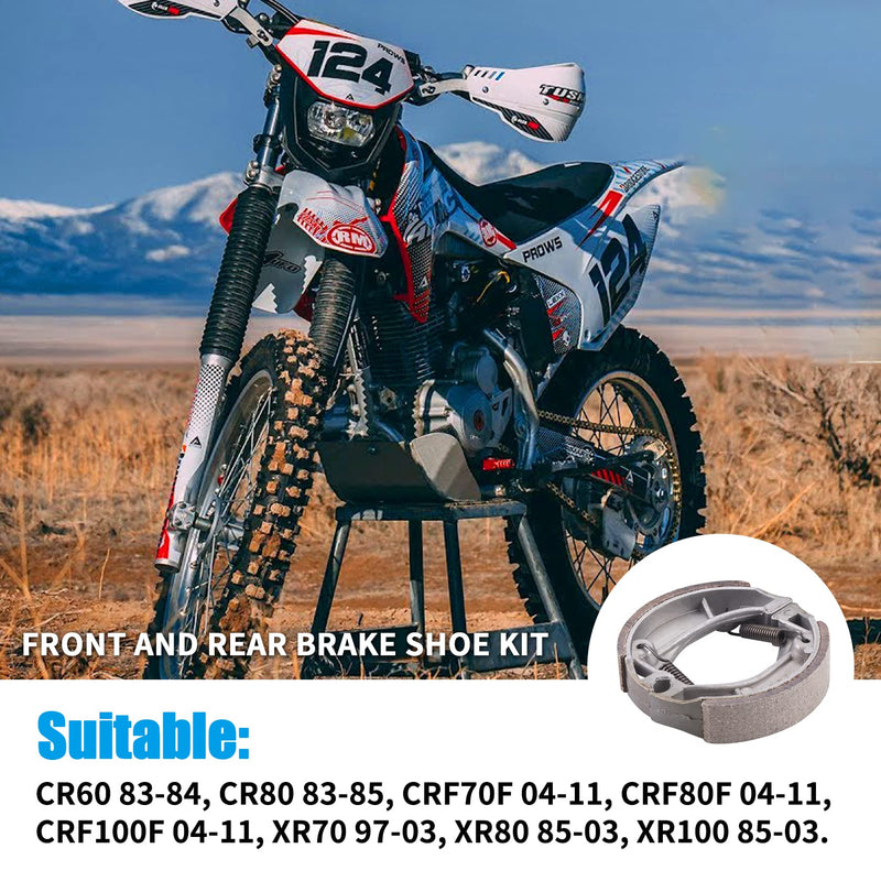 JINGKE Front and Rear Brake Shoes Kit for Honda CR60 XR70 CRF70F CR80 XR80 CRF80F XR100R CRF100F