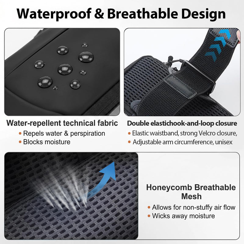 Waterproof Cell Phone Crossbody Bag with Arm Band, Removable Shoulder Strap Phone Holder Pouch for iPhone Android Up to 7'', for Running Hiking Travel Workout