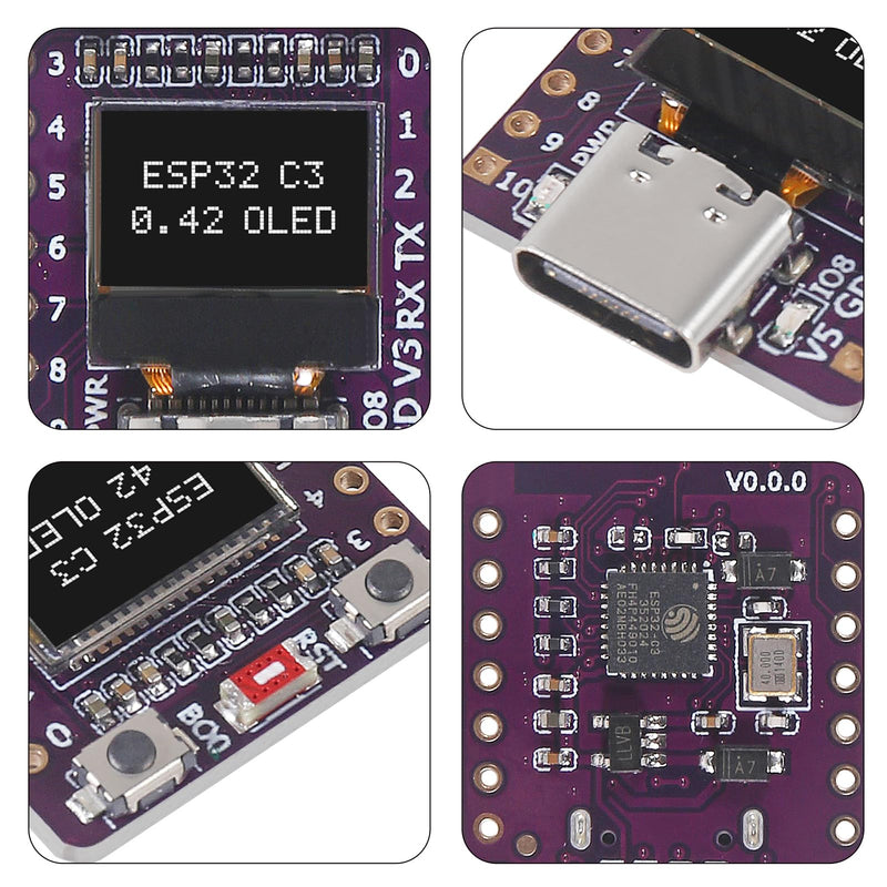 3PCS ESP32-C3 OLED Development Board with 0.42 Inch OLED Module Ceramic Antenna WiFi Bluetooth ESP32 Supermini Development Board 3PCS