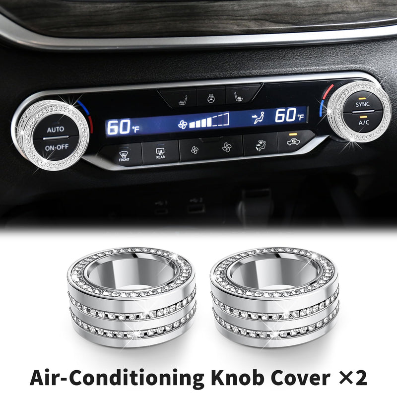 for Nissan Sentra Accessories 2020-2025, 11pcs Trim Set - Air Conditioning, Volume Tune Knob Covers, Air Vent Outlet Covers/Rings, Push Start Button Cover/Ring (Bling) BLING