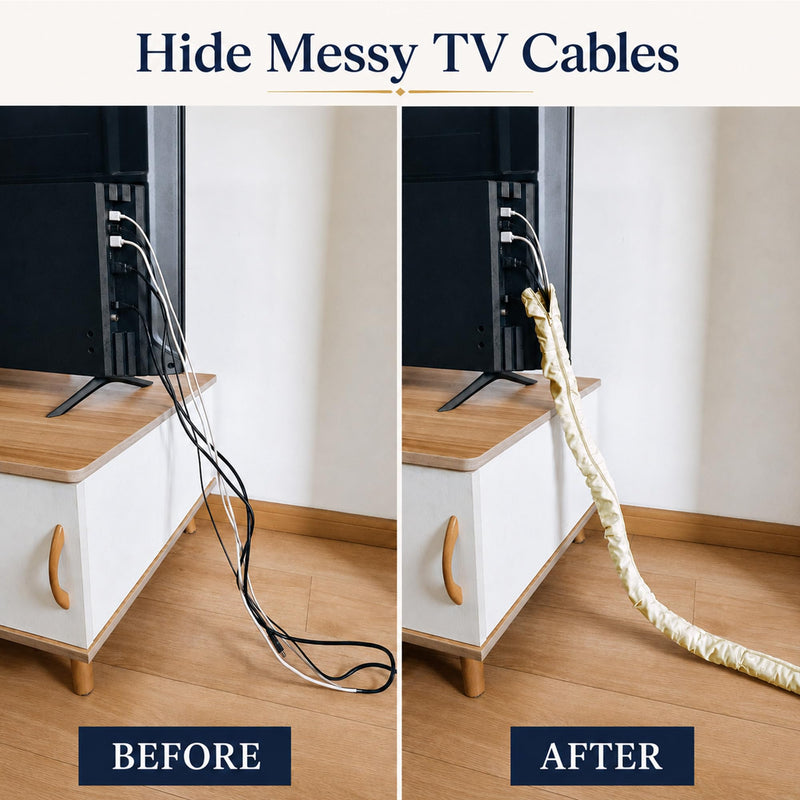 Zippered Fabric Cable & Chain Sleeve, Decorative Cord Hider,1 Beige 2.6ft | 1 pack,2.6ft/4ft/6ft available