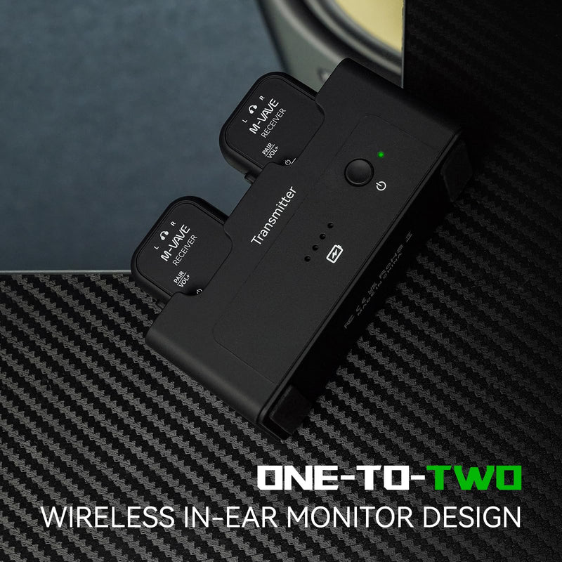 M-VAVE 2.4GHz Wireless in-Ear Monitor System Transmitter Receiver Auto-Pairing, 2.4G Stereo IEM System Low Latency in-Ear Guitar Studio Live Performance SWS-12 One to More