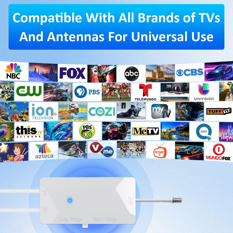 TV Antenna Amplifier, 25dB High Gain Signal Booster for Digital TV Antenna Indoor Outdoor, USB Cable Power Supply (White)