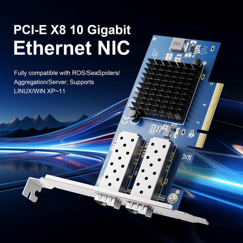 BZUZI 10Gb PCIe NIC Network Card,Dual SFP Ports,Intel 82599 (X520-DA2) Controller,High-Speed Ethernet Adapter, Compatible with Windows Server, Linux, VMware,Low Profile Bracket Included 10G-2S(2xSFP+)