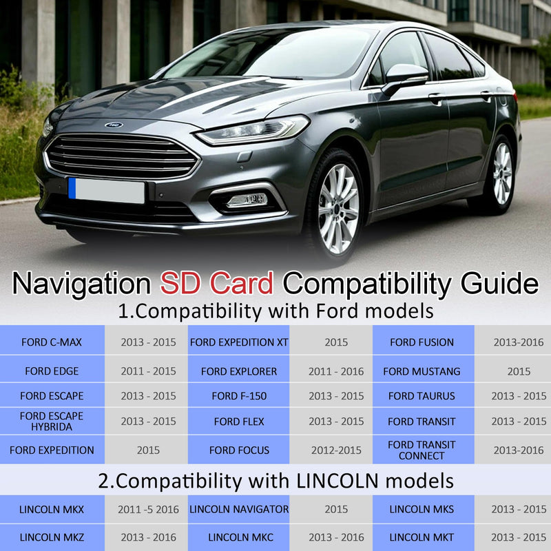 2026 Latest A15 Navigation SD Card for Ford/Lincoln, Compatible with F-150 Explorer Expedition Fusion Edge Escape MKC MKZ MKX Sync 2, Navigation SD Card Maps Update USA/Canada, GM5T-19H449-AJ