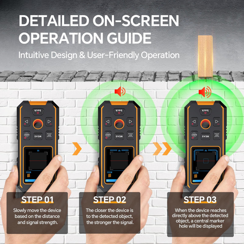 Stud Finder Wall Scanner - with Laser Distance Meter & Digital Level, 5 in 1 Rechargeable Multifunctional Stud Detector with Upgraded Sensor, HD LCD Display and Voice