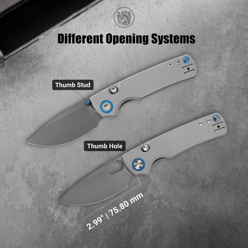 Vosteed Porcupine EDC Knife, 2.99" Sandvik 14C28N Steel Blade, Gray G10 Handle Top Liner Lock, Lightweight Folding Pocket Knives with Clip, Outdoor Camping Hunting Knife - A2607