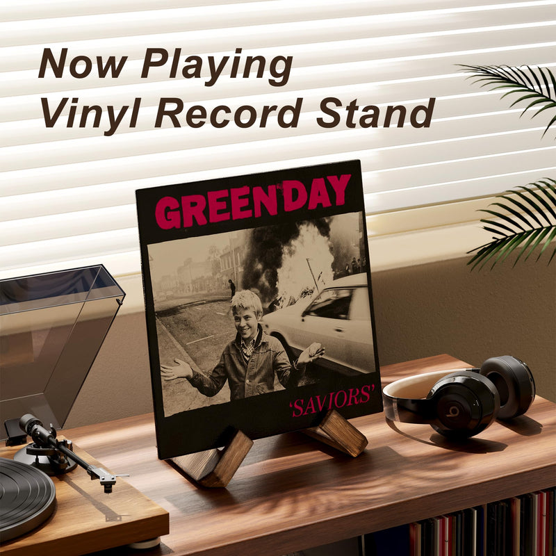 Now Playing Vinyl Record Stand, Premium Wood Retro Now Playing Record Holder, 1 Second Assemble Now Spinning Record Holder, Now Playing Record Stand for Vinyl Record, Wooden Vinyl Record Display