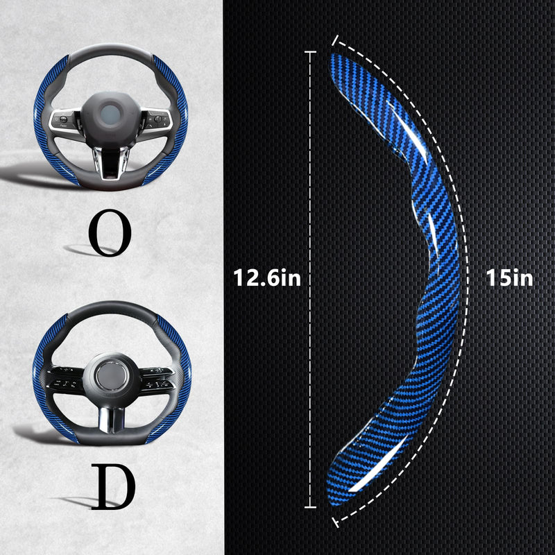 Car Steering Wheel Cover, 3 Piece Bright Carbon Fiber Steering Wheel Covers, Non-Slip Steering Wheel Cover Protector, Great Grip, Universal Car Accessories Decoration for 14.5-15 inch (Blue) Blue Standard Size[14"1/2-15"]