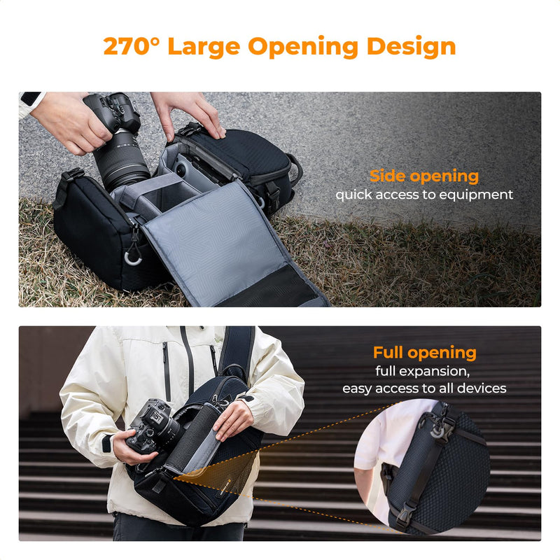 K&F Concept Camera Sling Bag Crossbody Bag Camera Shoulder Backpack DSLR/SLR/Mirrorless Photography Bags Compatible with Canon/Nikon/Sony/Fuji/Gopro/DJI Blue