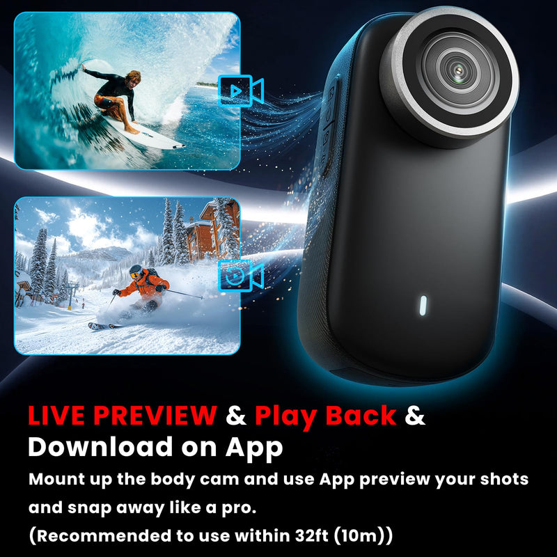 4K Mini Body Camera 64G Wearable Thumb Camera 360° Rotatable Magnetic Clip for Lecture Travel Pet Walking Outdoor Recording（Black） Black