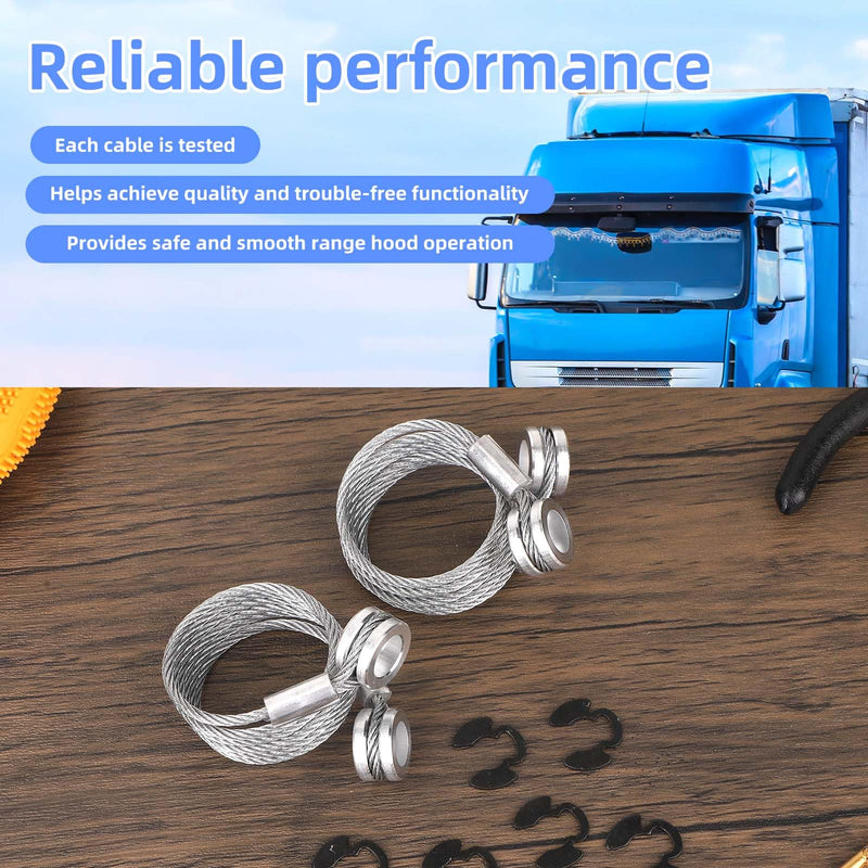 2pcs Hood Control Cable with 8pcs Circlips, Hood Release Latch Cable Replacement for Peterbilt 357/375/377/378/379 (1987-2010), Replaces Parts Accessories HLK2047 L92-6000-0718 924-5402