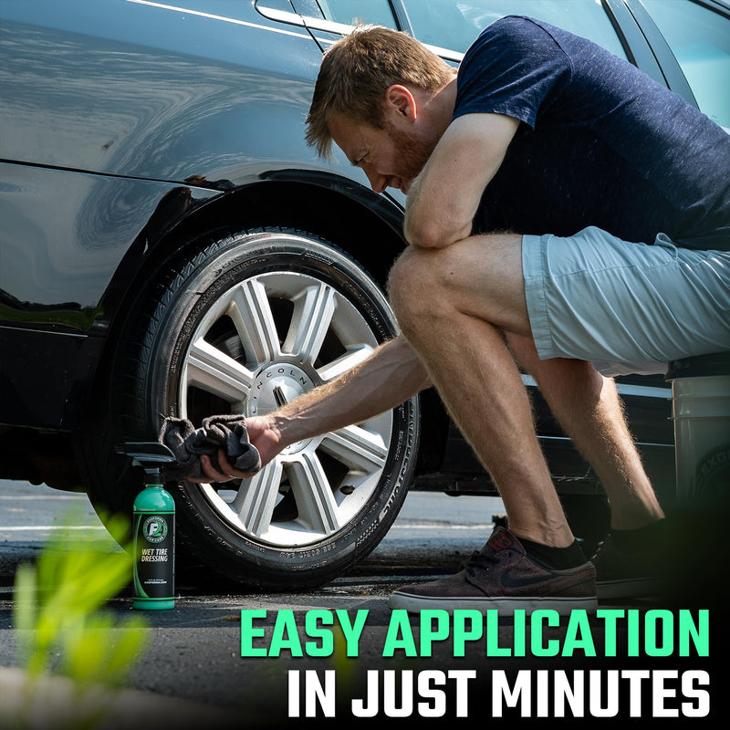 ExoForma Wet Tire Dressing Spray - Extremely High Shine Tire Dressing for That Wet Look - No Sling, Non-Greasy Silicone Formula with UV Protection - Easy to Apply, Minimal Cure Time - 16 fl oz 16 Fl Oz (Pack of 1)