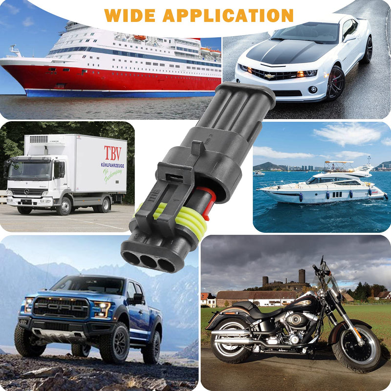 10 Kit 3 Pin Connector, 20-16 AWG Waterproof Electrical Automotive Wire Connector, 1.5mm Series Terminals Male Female Car Connectors Plug Sets 10PCS 3-Pin