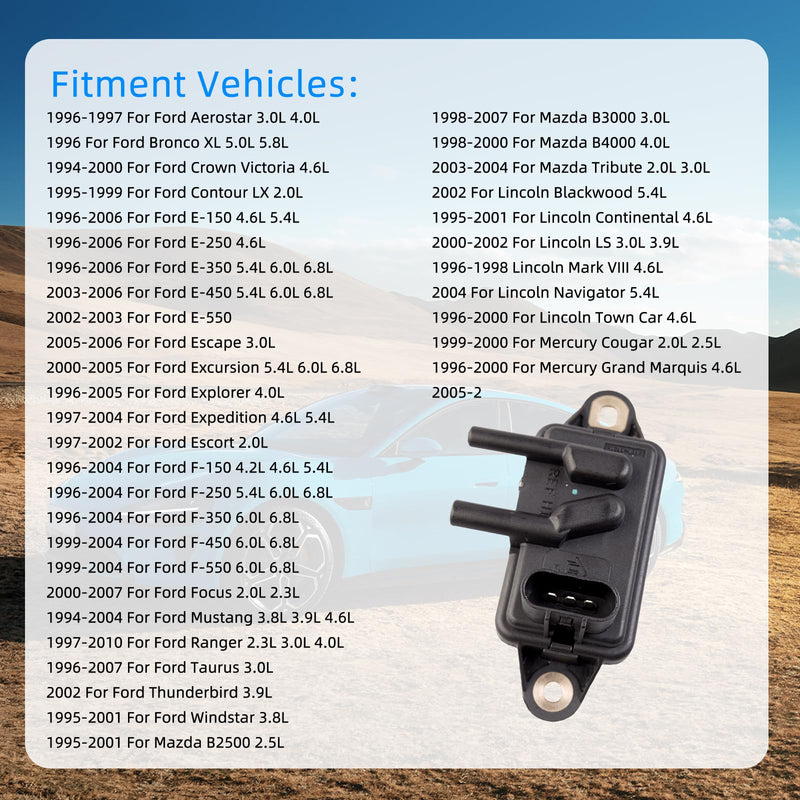 EGR Valve Pressure Feedback Sensor Replacement for Ford F-150 F-250 F-350 Ranger,Mercury,Lincoln Town Car，DPFE15, F77Z9J460AB, VP8T,F77Z9J460AB