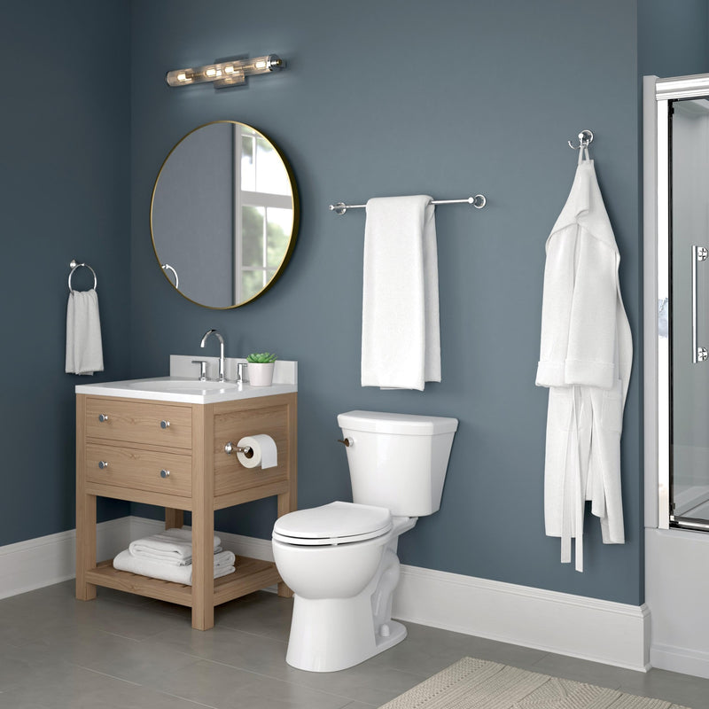 Franklin Brass Woodruff 4-Piece Bathroom Set Polished Chrome 18" + 6" Towel Rack, Toilet Paper Holder, Hand Towel Holder, Hook | 4-Piece Bath Hardware Accessories Set WDRF64-PC