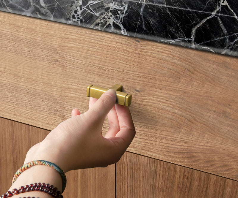 Goo-Ki 6 Pack Single Hole Cabinet Pulls Brushed Gold Zinc Alloy Kitchen Drawer Pulls Drawer Handles 1814-LSJ-DAN
