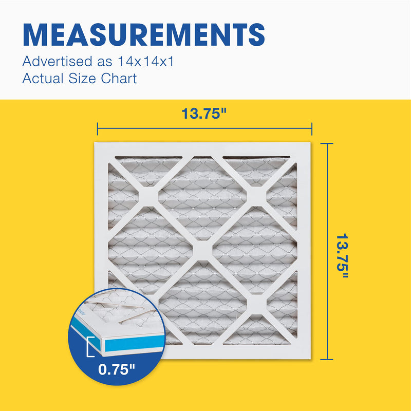 Aerostar 14x14x1 MERV 8 Air Filter, 6 Count, ACTUAL SIZE (13.75 x 13.75 x 0.75), HVAC, Air Conditioning & Furnace Filter Captures Dust, Lint & Pollen (MPR 600 / FPR 5), Made in USA 6 PACK Standard MERV 8