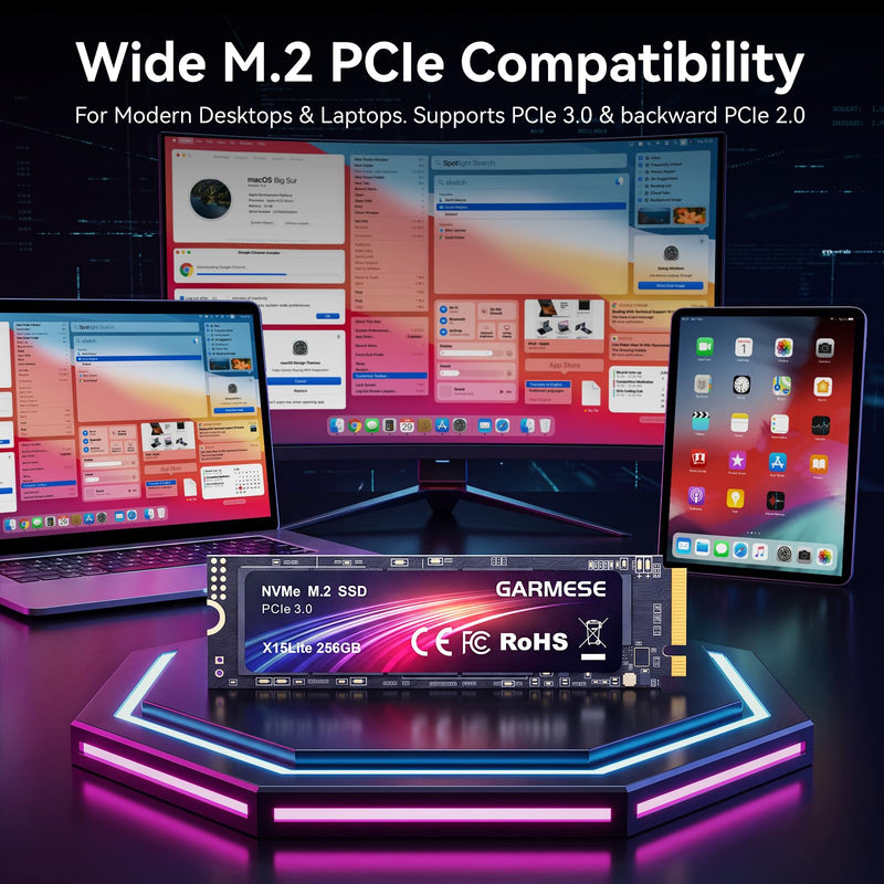 256GB PCIe Gen3x4 NVMe M.2 2280 SSD, Up to 1400MB/s Read | PCIe Gen3 Performance, Reliable 3D TLC NAND, M.2 2280 NVMe Design, Fast Boot & Load Times, 256GB Storage Capacity Black Lava Red