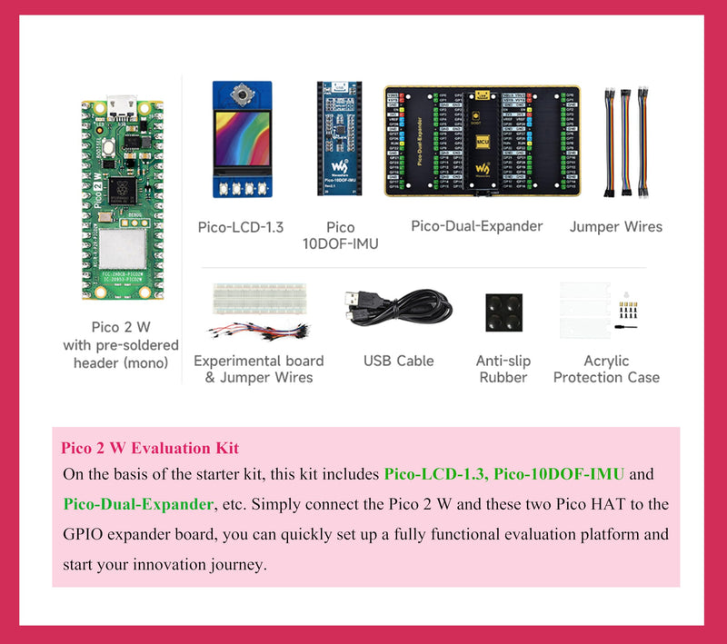 (2PCS) Pico 2 W with Color-Coded Pre-Soldered Header Compatible with Raspberry Pi Pico 2 W Microcontroller, 2.4GHz 802.11n Wireless LAN WIFI4 and Bluetooth 5.2, RP2350 Dual-Core& Dual-Architecture