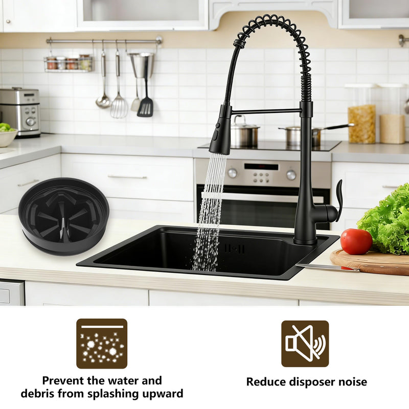 Garbage Disposal Flange 5-Piece Kit, 3.5" Putty-Free Leak-Proof Sink Stopper by UHOUSING Matte Black