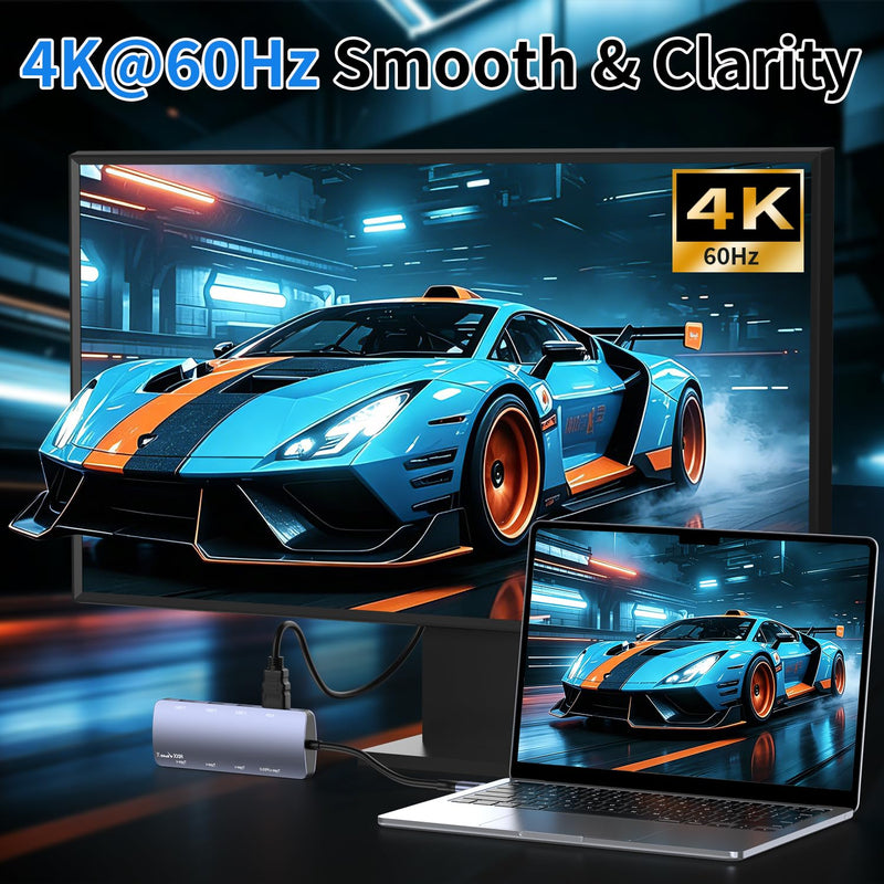 USB C Hub 8 in 1, 4 USB-C+3 USB-A 3.2 10Gbps, 4K60Hz HDMI, 100W PD for Mac | USBC to HDMI Adapter 4K@60Hz, USBC Splitter Docking Station for MacBook Neo/Air/Pro, iPad Pro, iMac, Mac mini, Dell, Surface