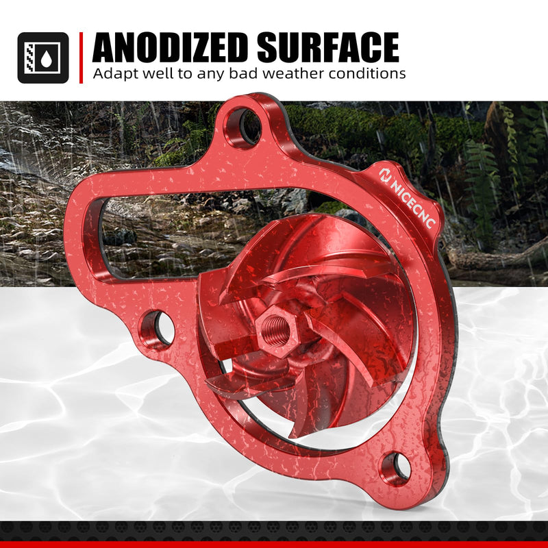 NICECNC Red Oversized Water Pump Impeller Cooler Spacer Kit Compatible with Honda CRF450R CRF450RX CRF450RWE 2021 2022 2023 2024 2025 See Fitment