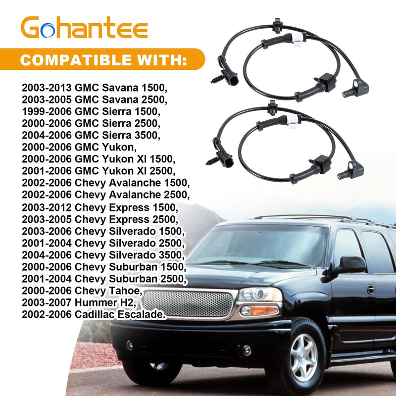 ABS Wheel Speed Sensor Front Left Right Compatible with 2000 2001 2002 2003 2004 2005 2006 Chevy Silverado Avalanche Suburban Express Tahoe GMC Sierra Yukon XL Savana Cadillac Escalade 15037208 ALS482