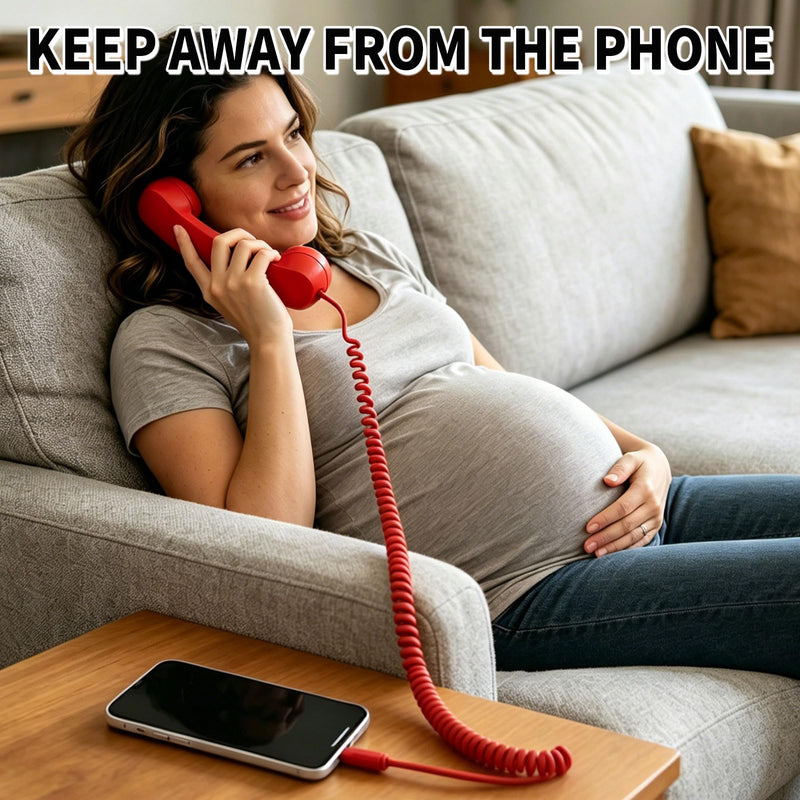 Glossy Retro Headset for iPhone, Type c Retro Cell Phone Handset, Plug in Handheld Cell Phone Receiver, Suitable for Cell Mobile Video Conferences, Calls, Meetings (Red) Red (Glossy)