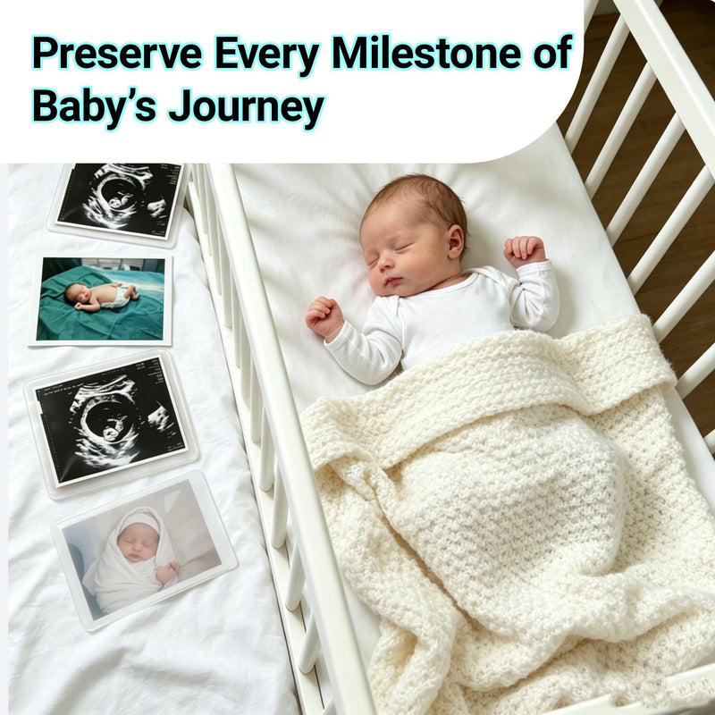 10 Pack 3x4 Inch Ultrasound Photo Protector Sleeves, Side Loading Rigid PVC Sonogram Picture Holders, Cold No Heat Laminating Sheets, Pregnancy Journal Keepsake Accessories, Clear Photo Protectors