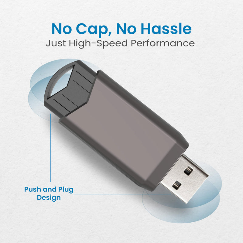 Centon Electronics DataStick Push USB Flash Drive, Portable, High-Speed USB 3.2 Gen 2, No-Cap Design, R/W Speed of 1000/800, Versatile Data Stick, 1TB Storage Capacity, Graphite 1 TB