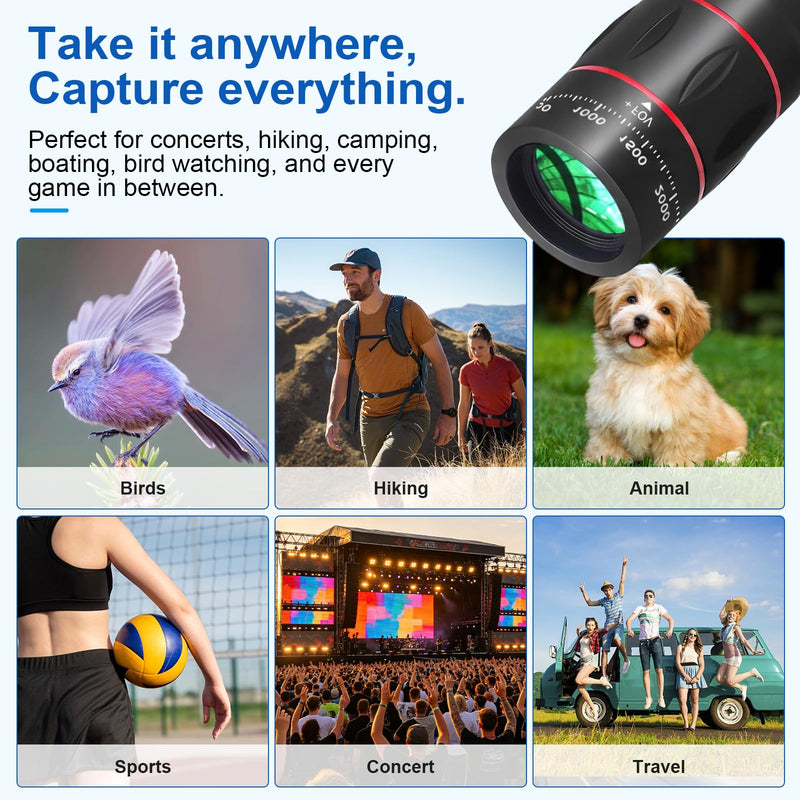28X Telephoto Lens for iPhone with Tripod, 4-in-1 Phone Camera Lens Kit | Includes Wide Angle, Macro, Fisheye Lens, Universal Clip for Samsung Android, Pro Mobile Photography Attachment