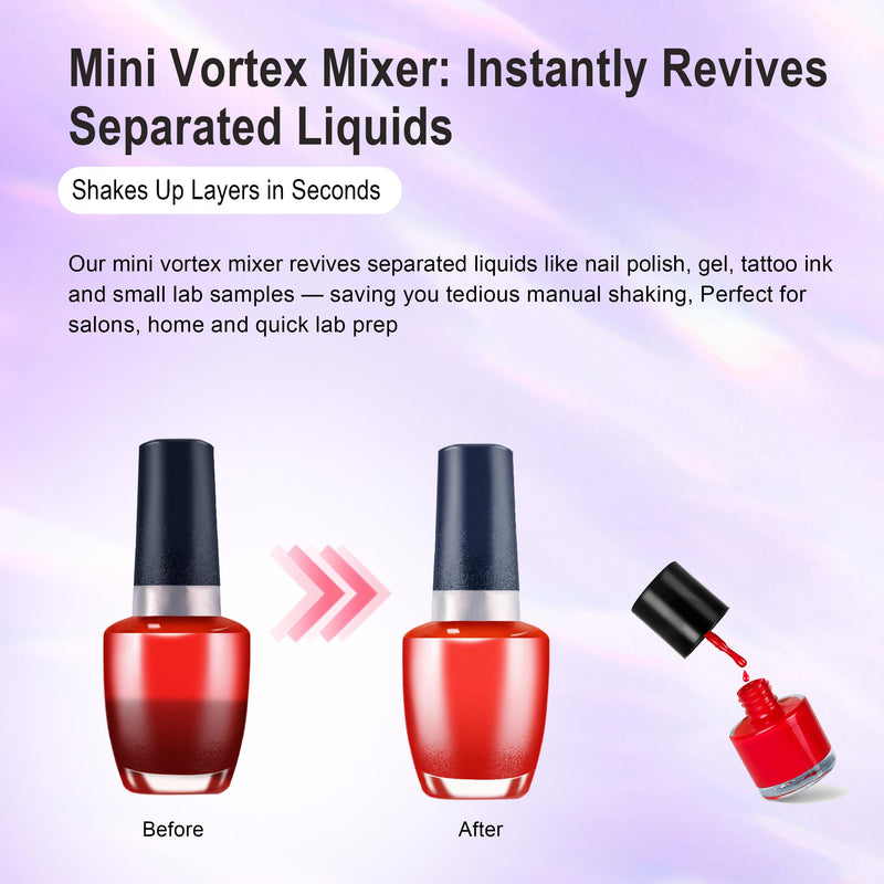 Mini Vortex Mixer, Nail Polish Shaker, Paint Shaker & Paint Mixer for Gel Polish, Acrylic Paints, Eyelash Adhesives, Tattoo Ink, Lab Vortex Mixer for Centrifuge Tubes and Test Tubes (Purple) Purple
