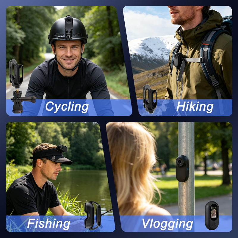 Mini Body Camera with Memory Card, 1" Screen POV Body Cam, Wearable Camera for Vlogging, Thumb Action Camera for Outdoor Sports, Cycling, Hiking, Fishing, Gifts for Men Dad Him Black