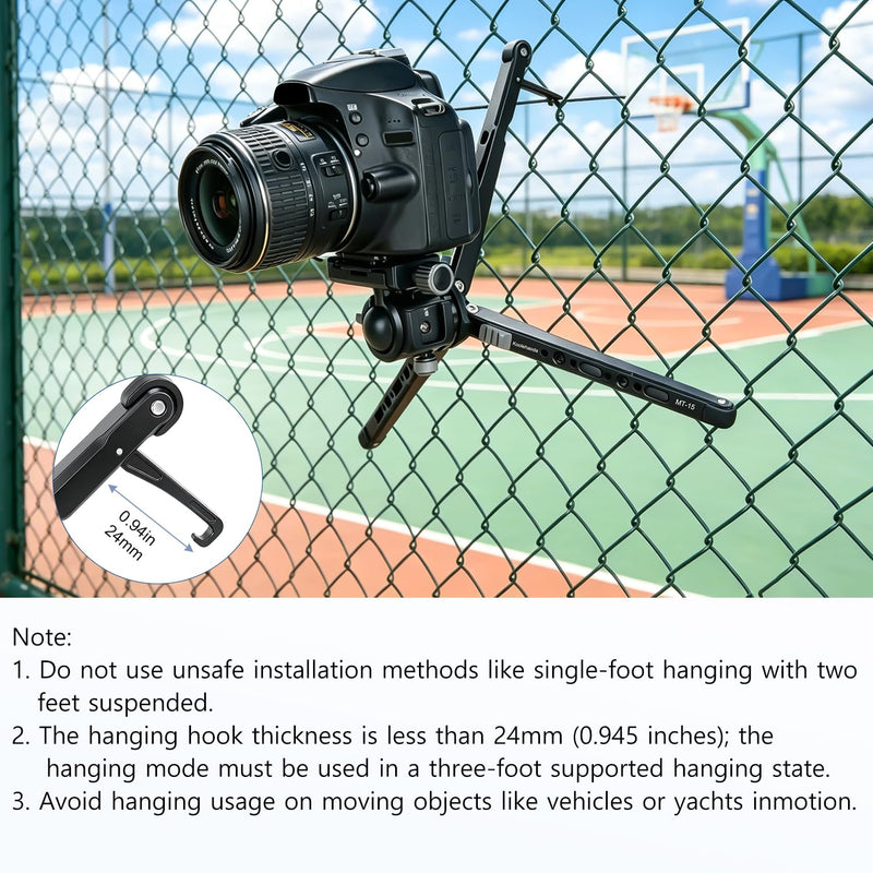 Koolehaoda 3-in-1 Mini Tripod Selfie Stick with Ball Head for Camera Phone | Cold Shoe Mount, 360° Rotation, Extension Pole 7.87"-23.2", Mantis Hook, Aluminum 480g, for Vlogging DSLR Action Cam Travel