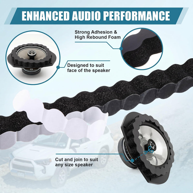 6x9 to 6.5 Speaker Adapter Spacer with Foam Strips, 4 Set | Compatible with Dodge/Chevrolet/Chrysler/Jeep Select Models, 6.5 inch Door Speaker Mounting Brackets Installation Plate Kit