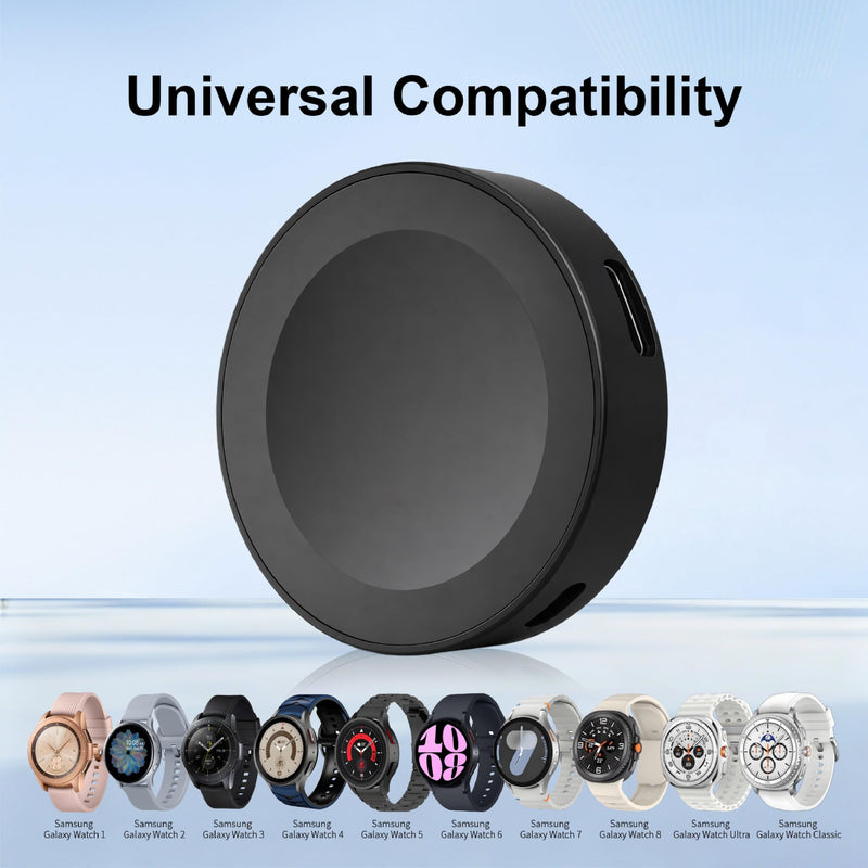Dual Interface USB-C & Lightning Charging Dock, 2.5W Upgraded Magnetic Charger Base for Samsung Galaxy Watch7/6/5 Pro/4 Classic/3/Active 2, (Excluding Charging Cable) (Black) Black