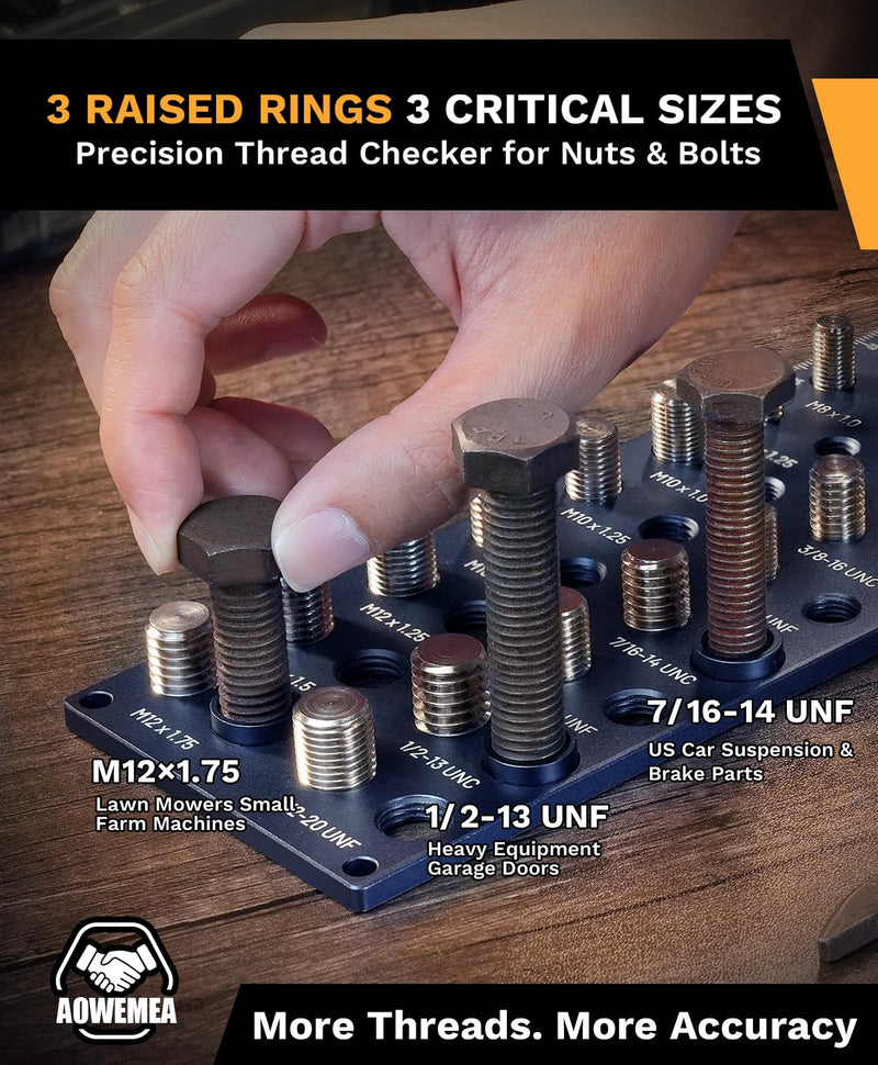 36-Size Nut and Bolt Thread Checker, 20 SAE & 16 Metric Thread Gauge, Thread Checker Standard and Metric, Bolt Size Finder Tool for Nuts, Bolts, Screws, Wall Mounted Identifier Gauge 36 Thread Checker-36S