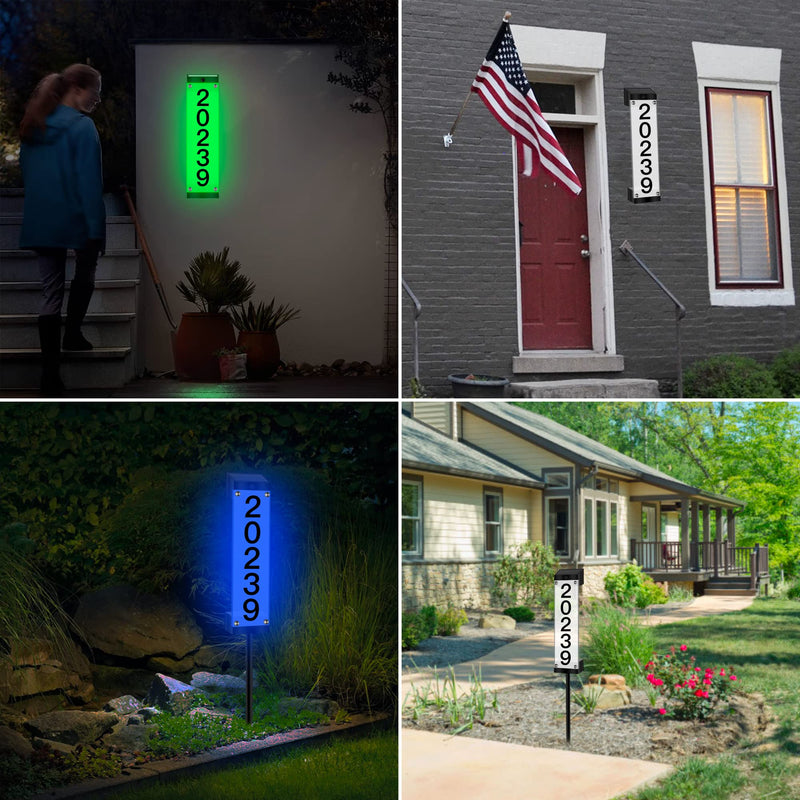 Solar House Numbers for Outside, GOSUNWEY Solar Address Signs for Yard with Stakes Waterproof Lighted House Number Sign, Solar Powered LED Address Plaque Solar House Numbers for House Mailbox Street 1 Pack