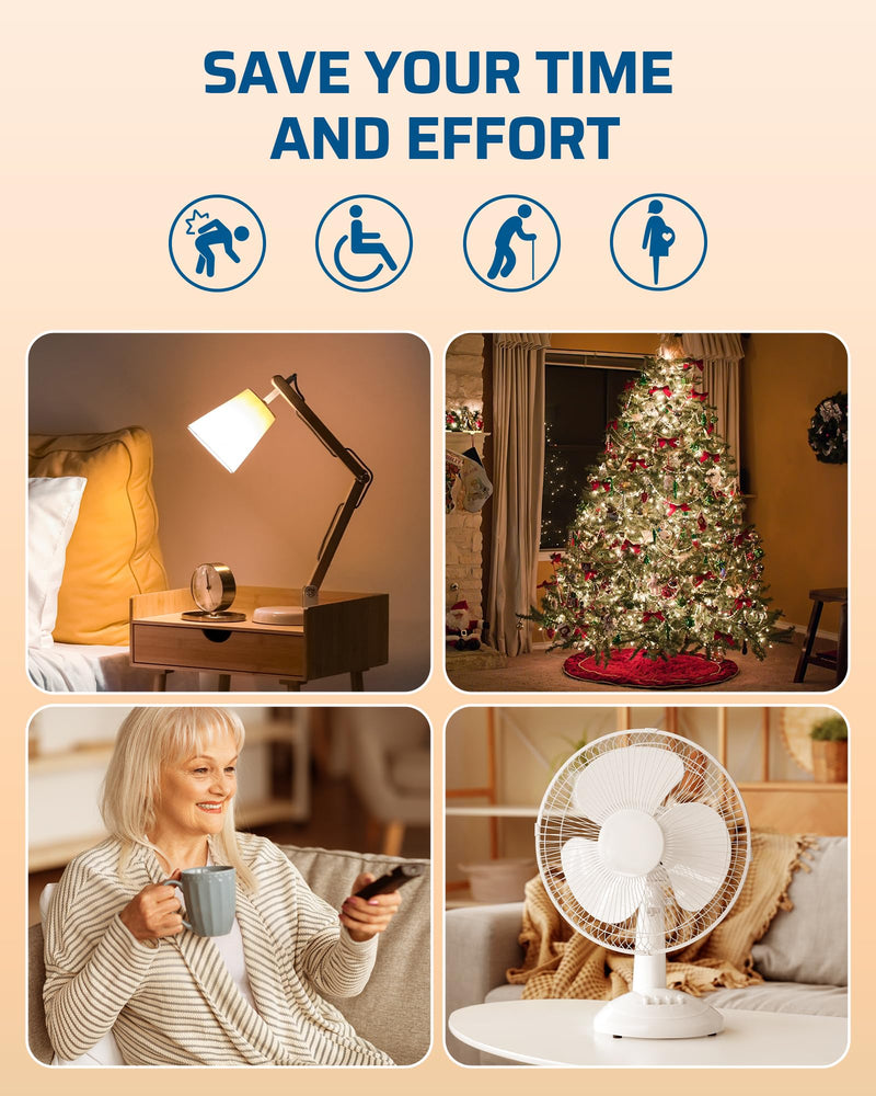 DEWENWILS Wireless Control Outlet for Christmas Decor, Programmable and Expandable Electrical Switch, 100FT Range, 125V/15A/1875W Light Switch, 2 Remote and 5 Outlets 2 Remote + 5 Outlet