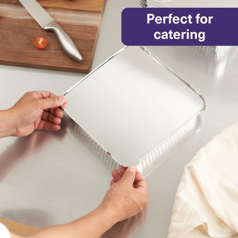 Matana 25 Pack 9x9 Aluminum Pans with Lids, Disposable Aluminum Trays - 9" Inch Square Foil Cake Baking Pans & Food Containers with Lids 9x9 with Lid (25 Pans)