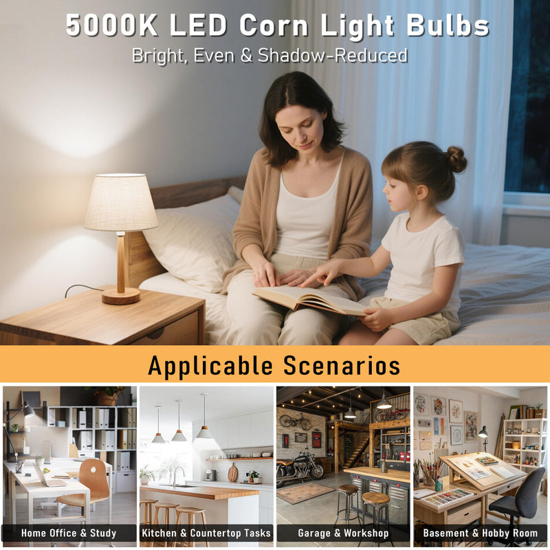 4pcs LED Corn Light Bulb 4000LM 300w Equivalent Super Bright Corn Bulb 5000K Cool Daylight White 20W LED Bulb E26/E27 Medium Base for Outdoor Indoor Home Bedroom Backyard LED Corn Light Bulb 4PC 20W E26-5000K