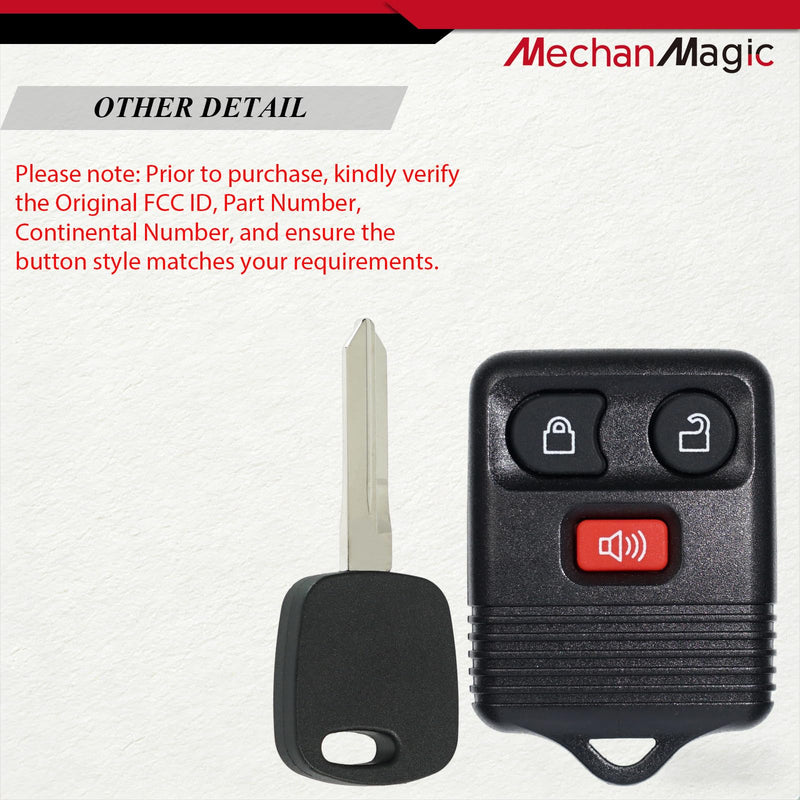 Key Fob Replacement Kit Fits for Ford F150 F250 F350 Explorer Expedition Excursion Ranger Lincoln 1998-2003 Remote with Uncut Transponder Ignition Key (H72-PT 4C Chip)