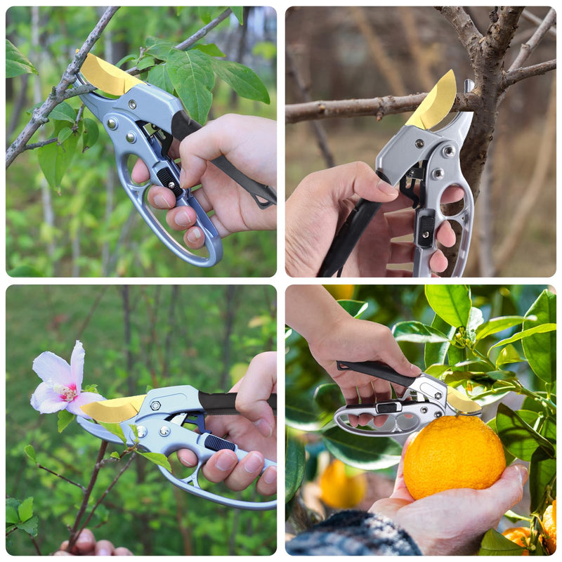 Ultra Sharp Germany Titanium Steel Pruning Shears - Cuts 3X Easier, Weak Hand Arthritis Snips, Rust-Resistant, Effortlessly 1-Inch Cut Capacity Garden Scissors, Ergonomic Handle Titanium -Black