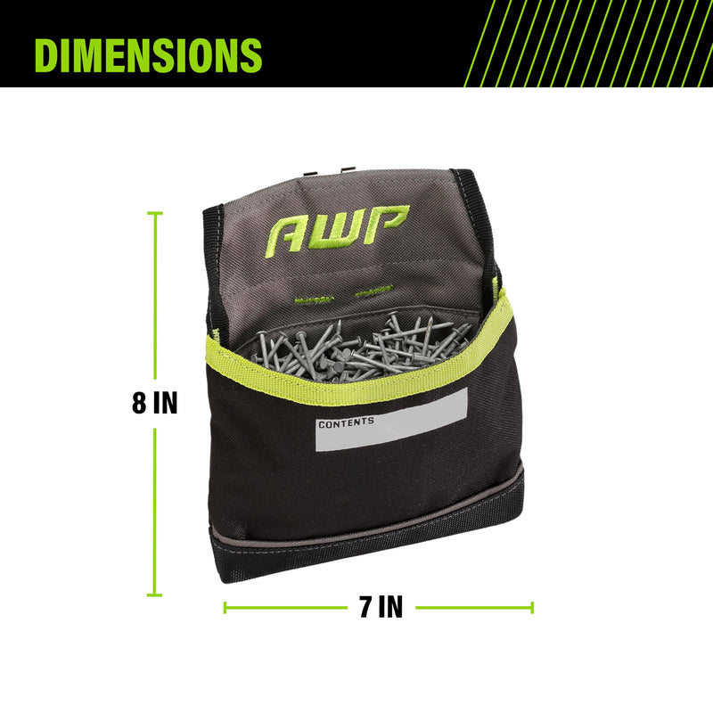 AWP TrapJaw Clip-on Fastener Tool Pouch, Small Utility Bag with Spring-Loaded Closure, Durable Tactical Tool Holder for Nails, Screws, and Electrical Accessories, 1L-039-2 1 Pack 7" W x 7.75" L