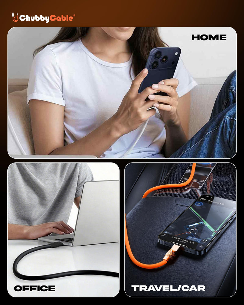 chubbycable for iPhone 17 240W Anodizing Fast Charging USB C Cable Silicone Durable Data Transfer Cable, Cosmic Orange, Type-C to Type-C, 9.8FT 9.8ft (3m)